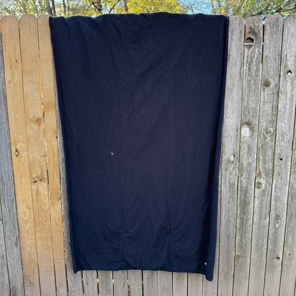 Vtg 90s Nike Black‎ Fleece Blanket Blue Pocket Swoosh Travel Camping Outdoor